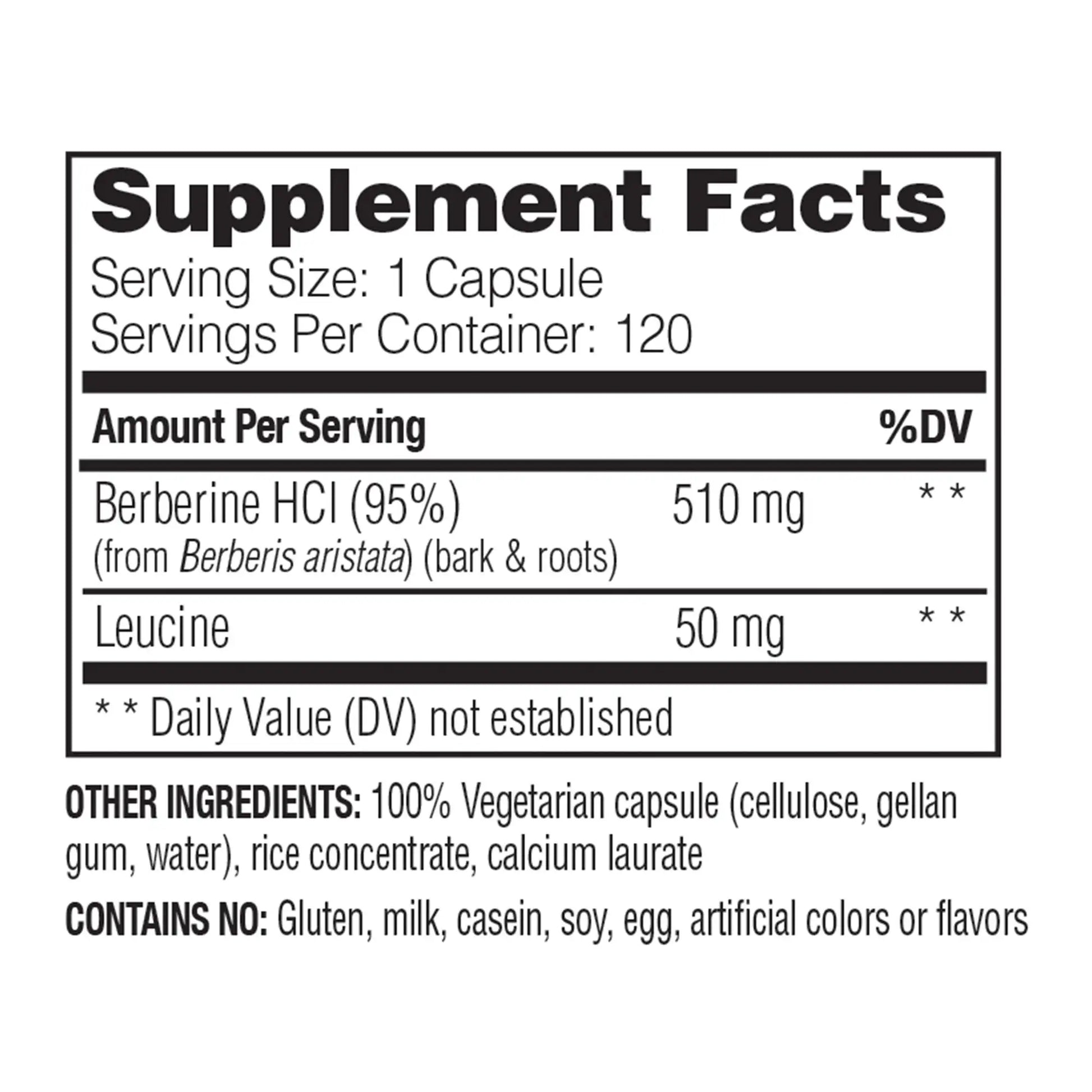 berberine supplement facts panel