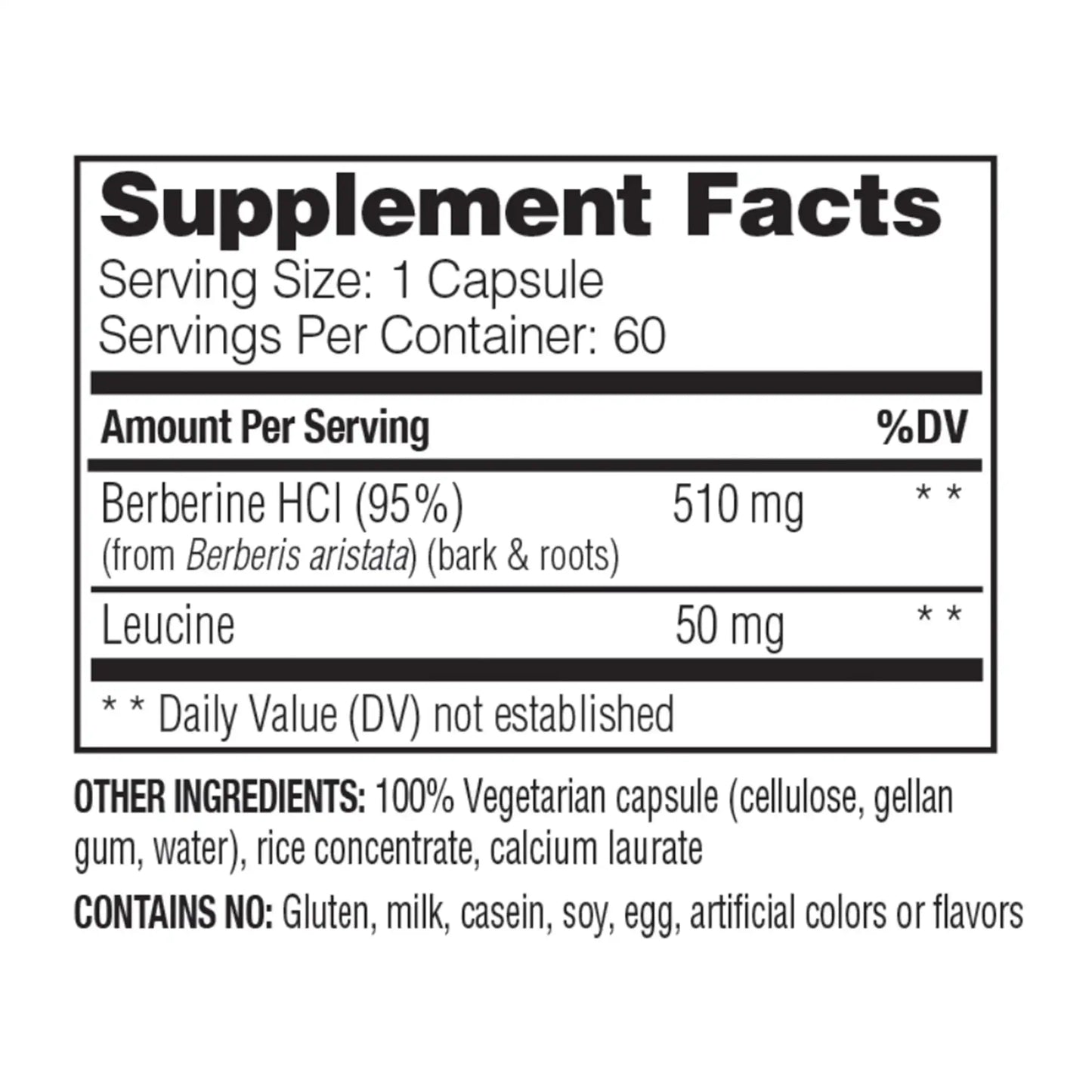 berberine supplement facts panel