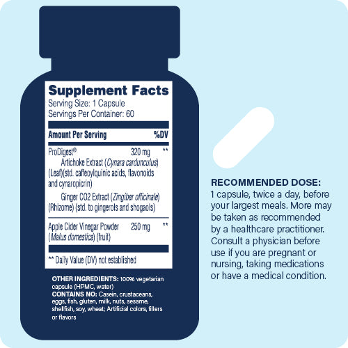supplement facts panel and recommended does for Enzyme Science GI Motility Complex