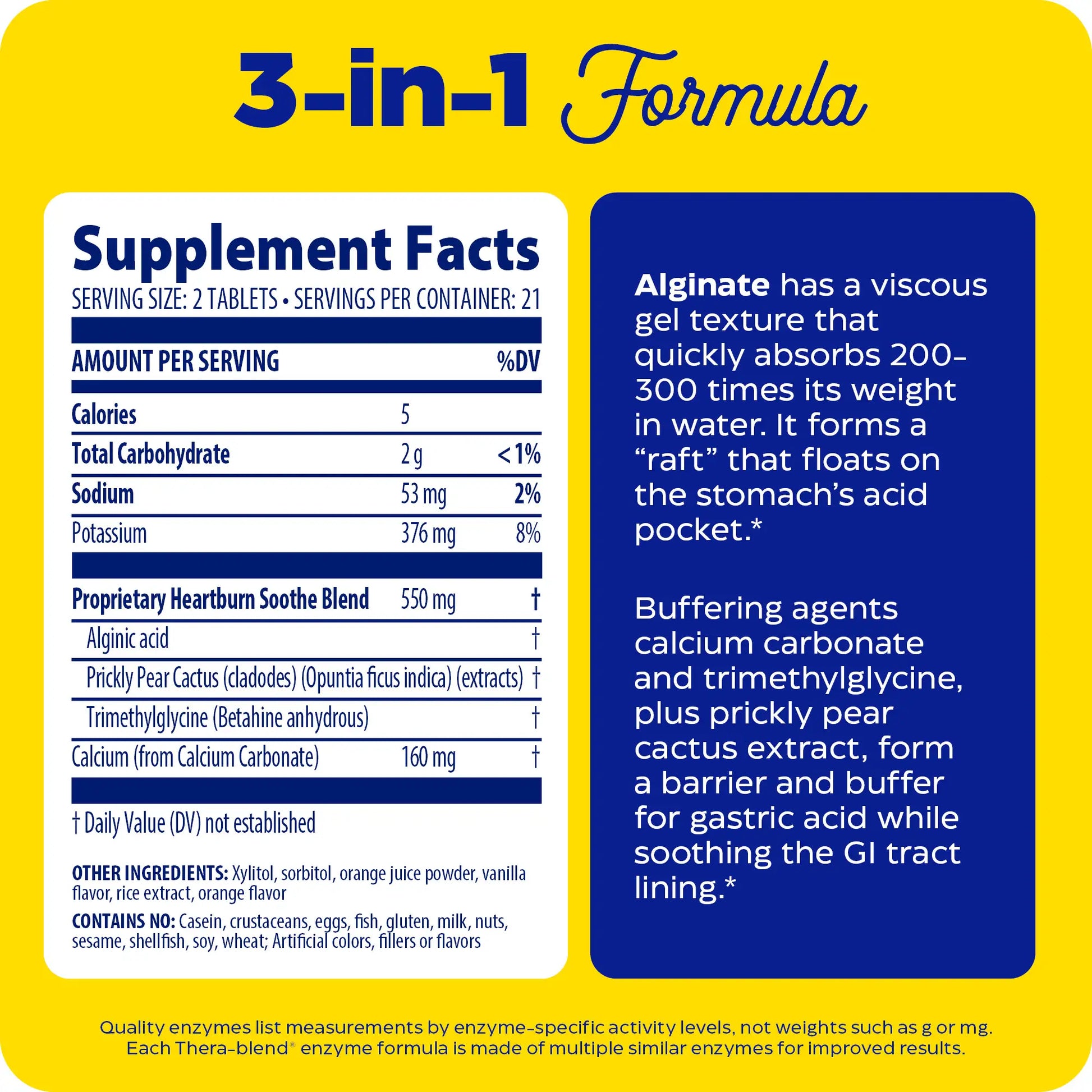 supplement facts panel for heartburn soothe chewable