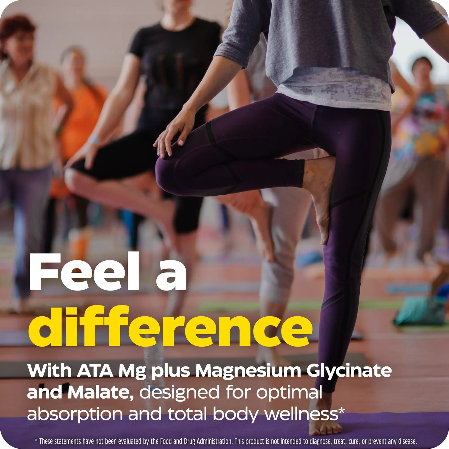 Feel a difference with Enzymedicas Products, women doing yoga in the background