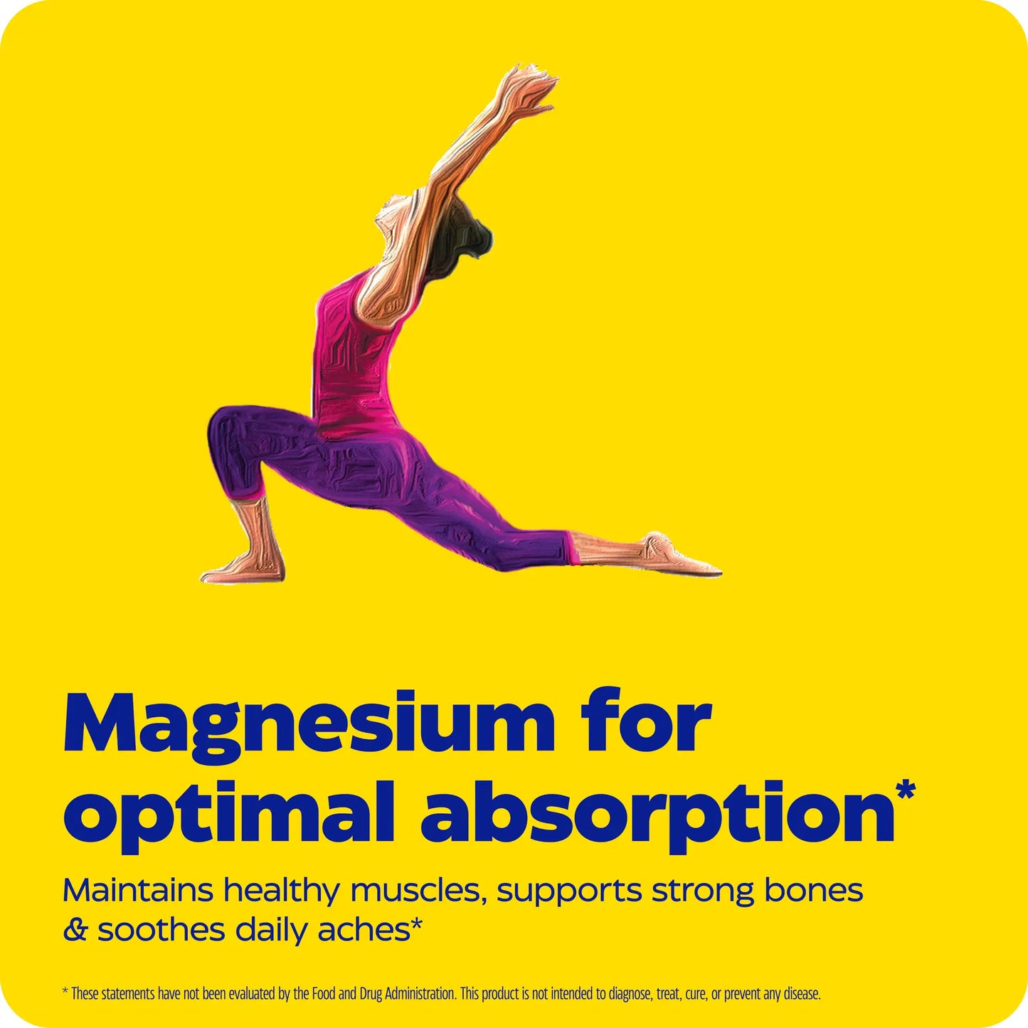 Advertisement for Magnesium Motion, magnesium for optimal absorption, yellow background