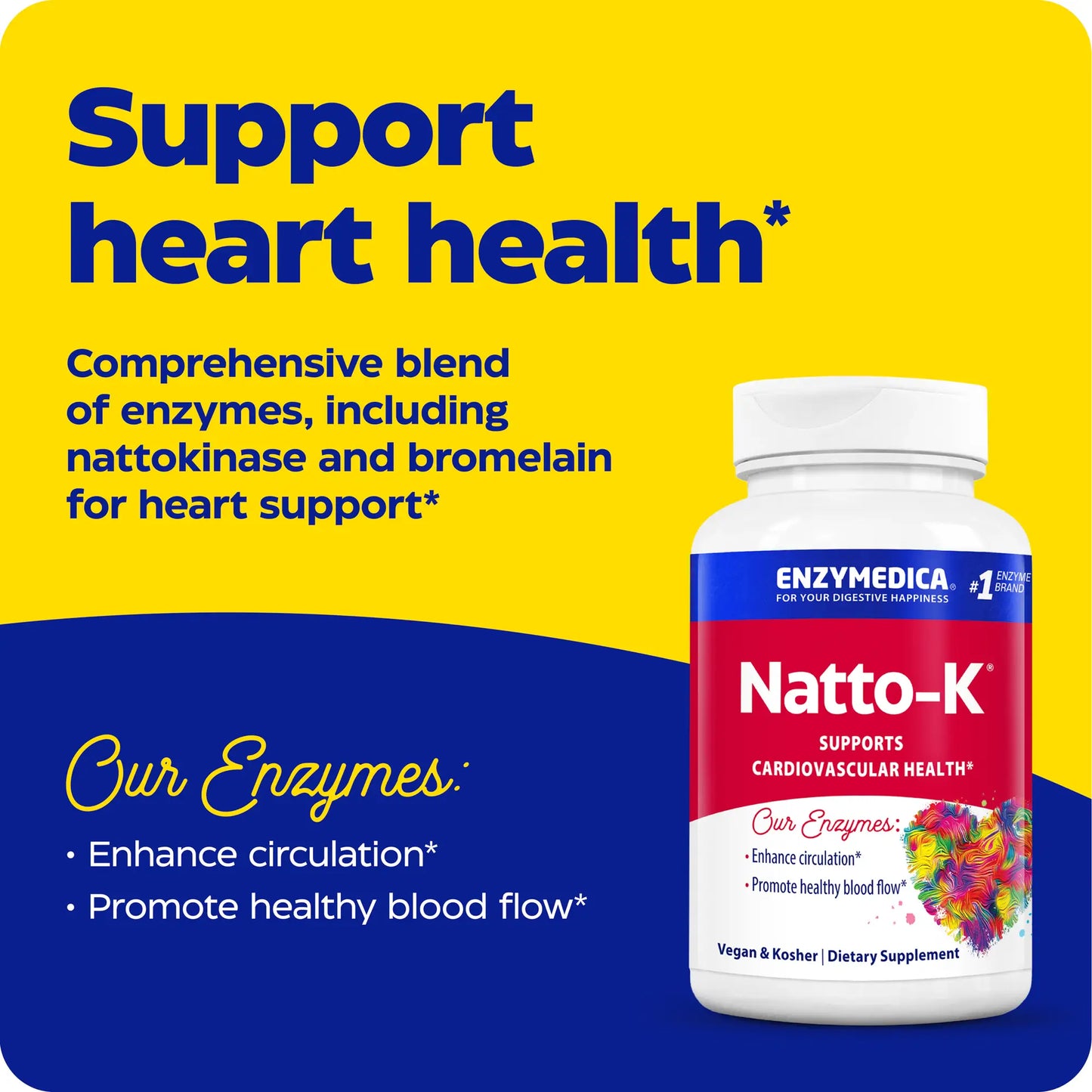 Advertisement for natto-k, support heart health