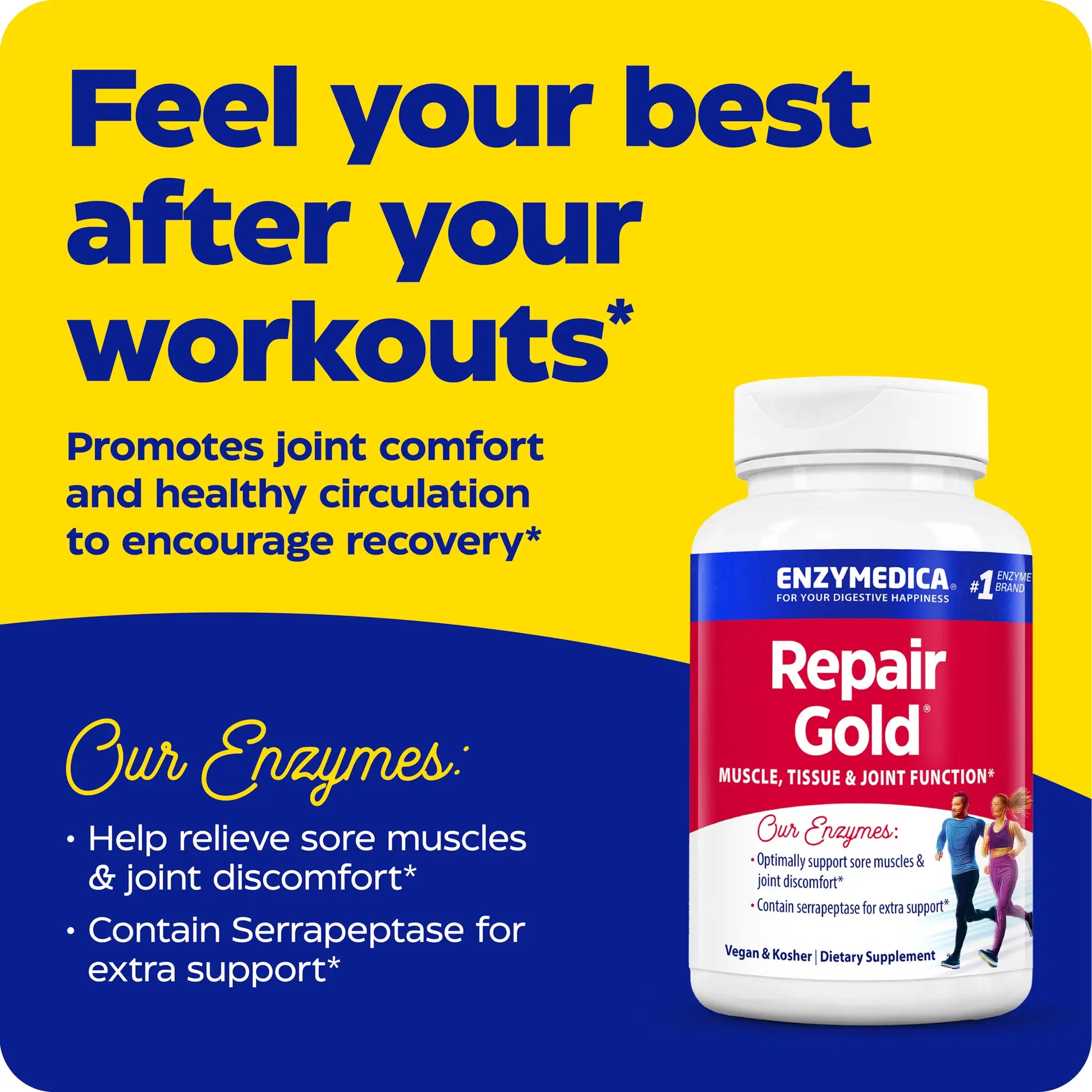 Advertisement for Repair Gold, feel your best after your workouts