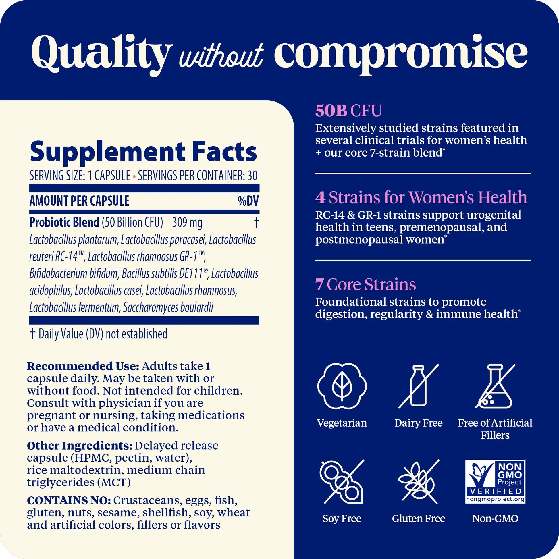 SubCulture Women supplement facts panel and quality without compromise