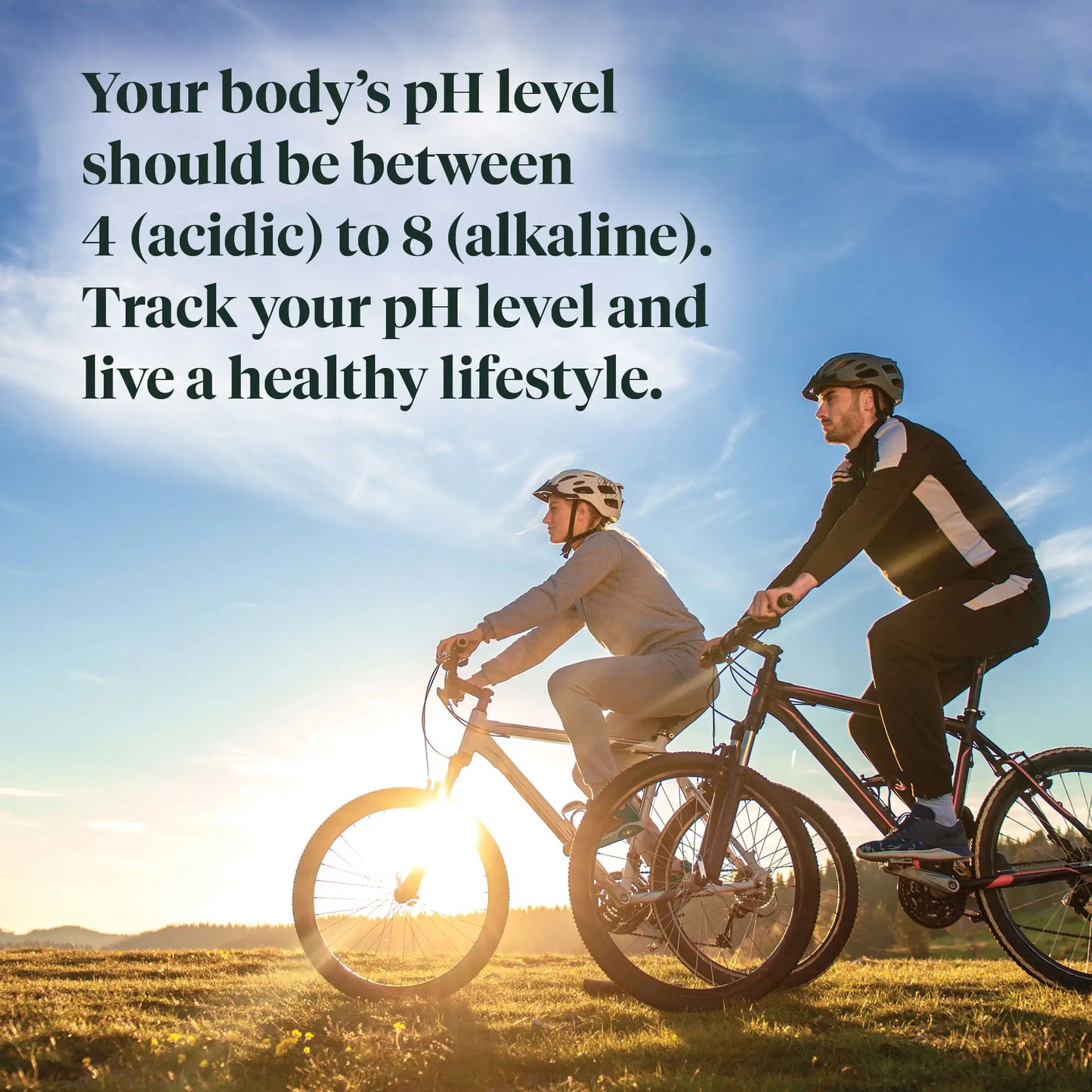 Advertisement for ph Strips, people biking in the background