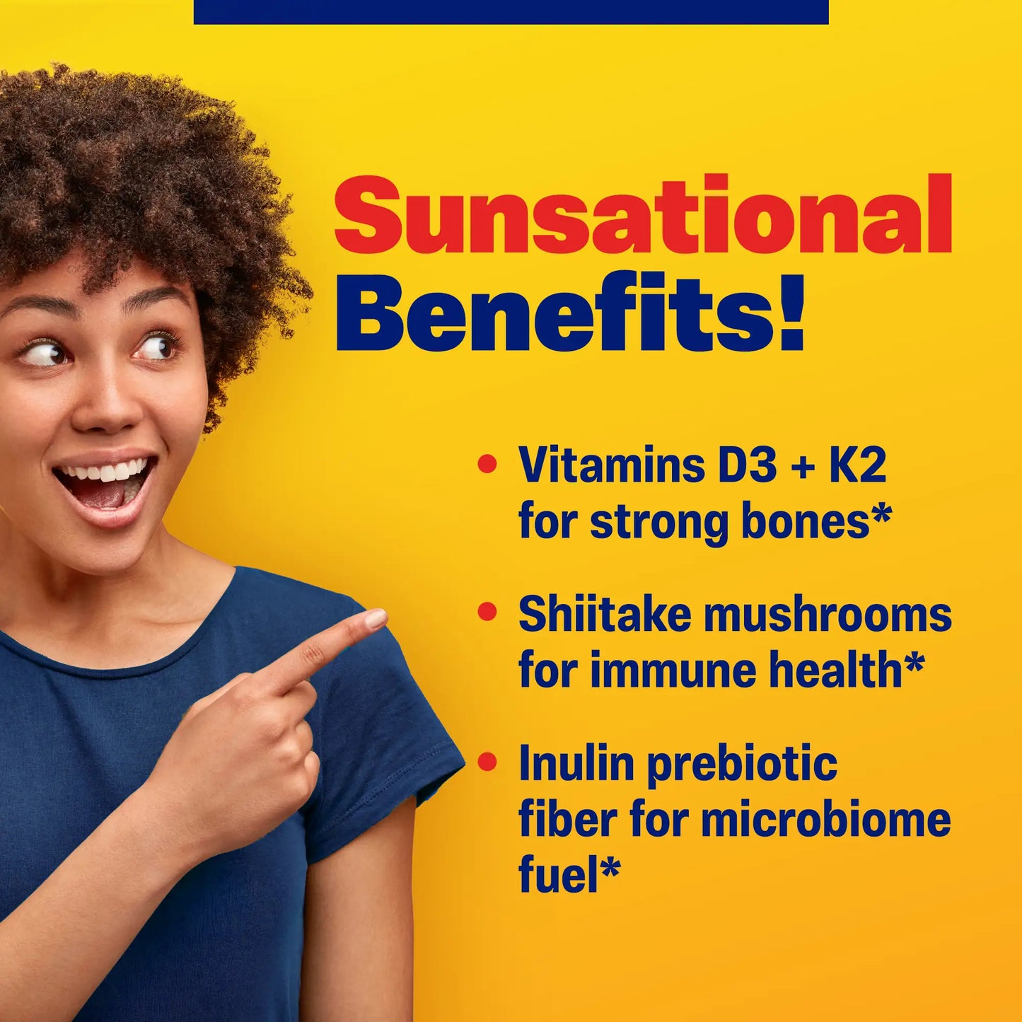 Advertisement for Vitamin D3+K2, sensational benefits