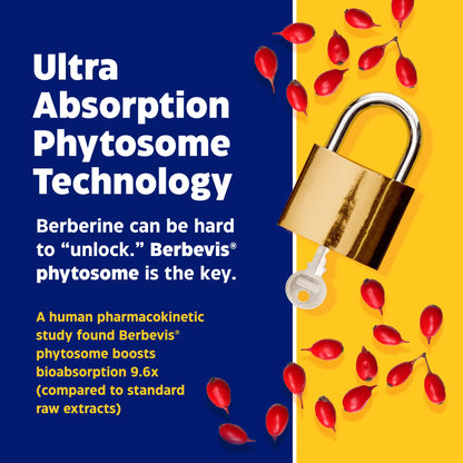 advertisement for berberine phytosome, ultra absorption phytosome technology