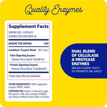 supplement facts panel and quality enzymes for candidase