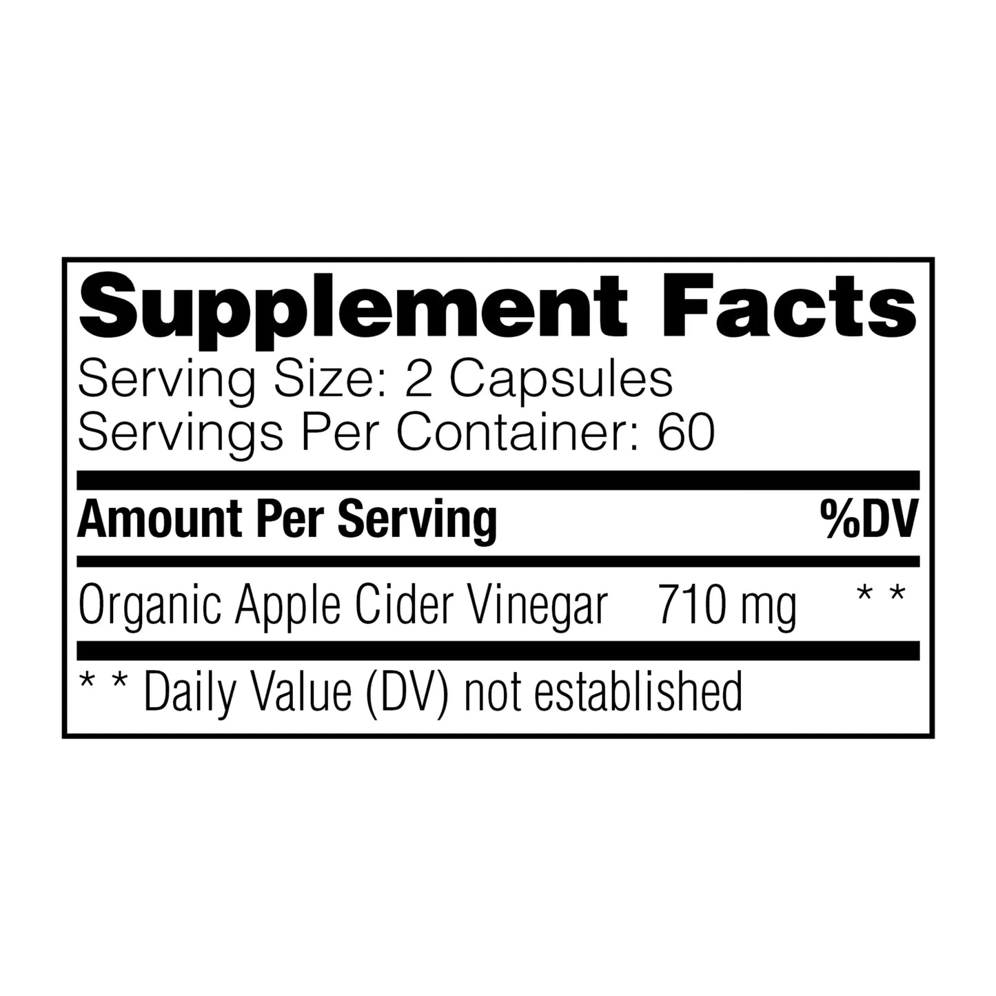 supplement facts panel for apple cider vinegar