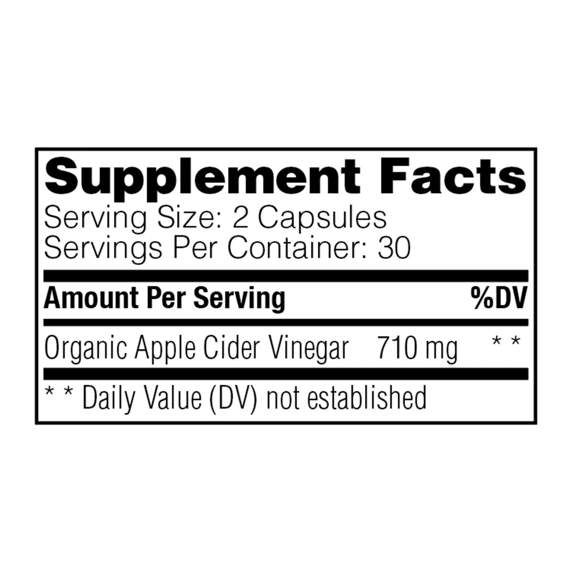supplement facts panel for apple cider vinegar
