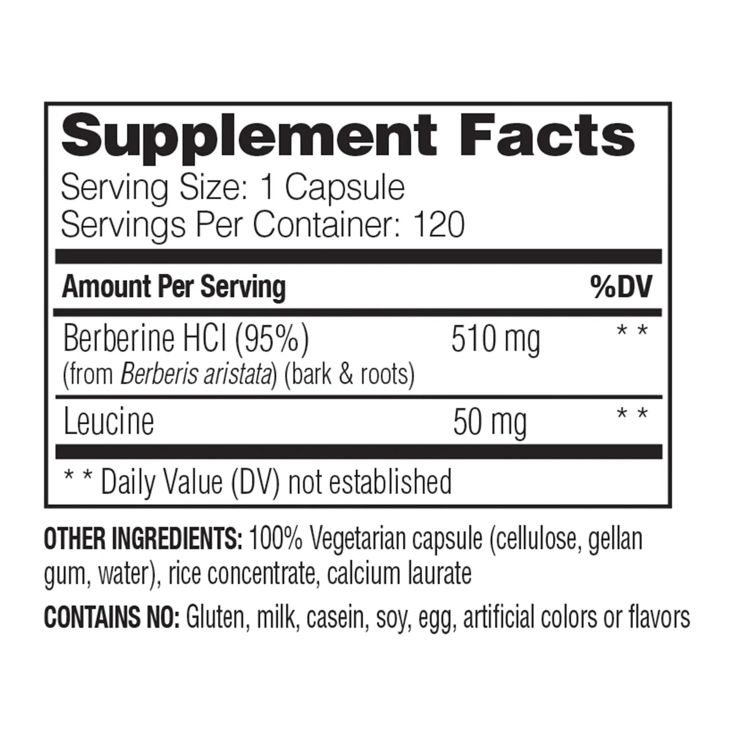 berberine supplement facts panel