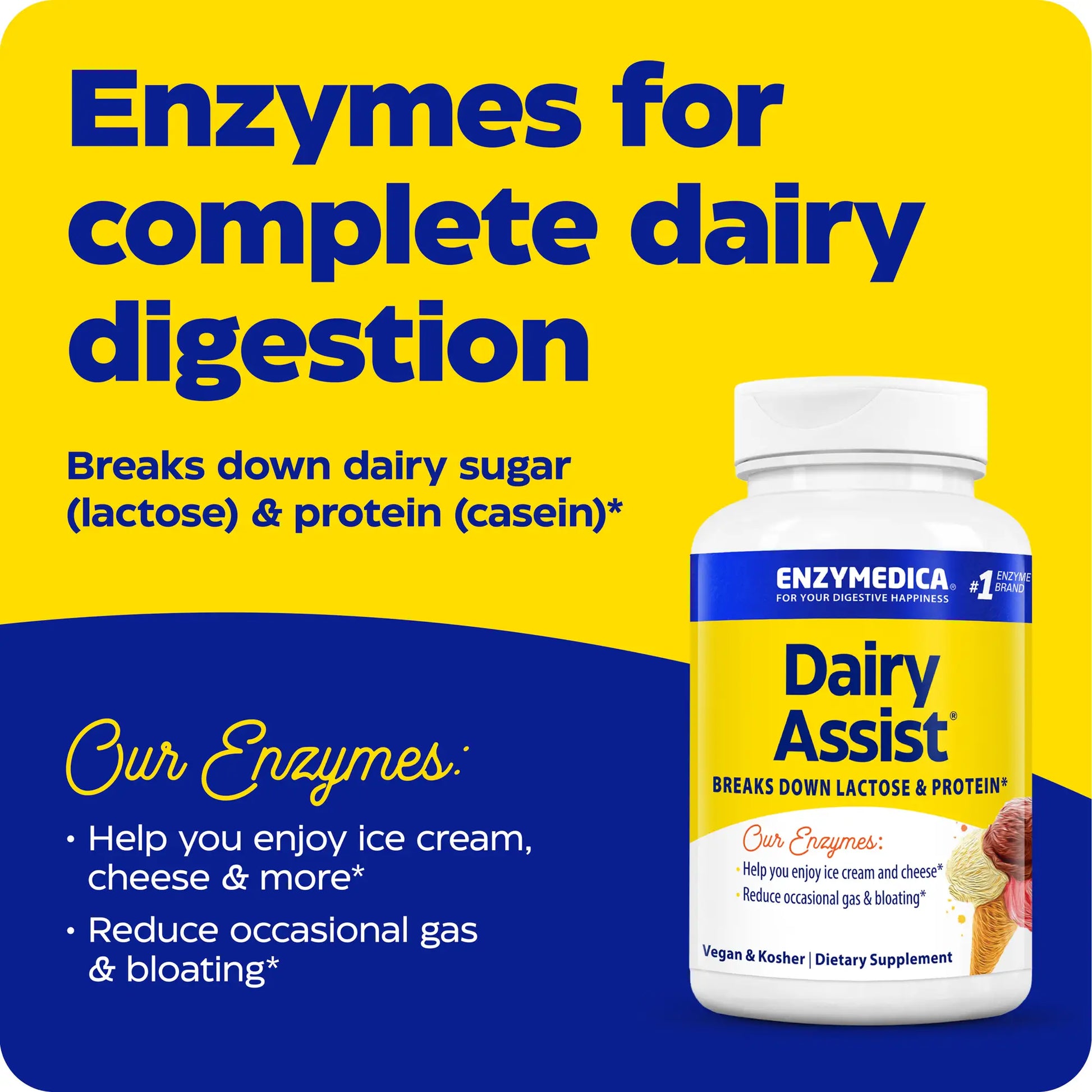 advertisement for dairy assist, enzymes for complete dairy digestion