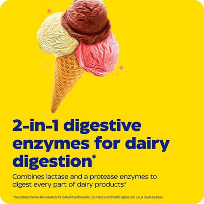 advertisement for dairy assist, 2 in 1 digestive enzymes for dairy digestion