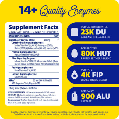 supplement facts panel and 14+ quality enzymes for digest gold