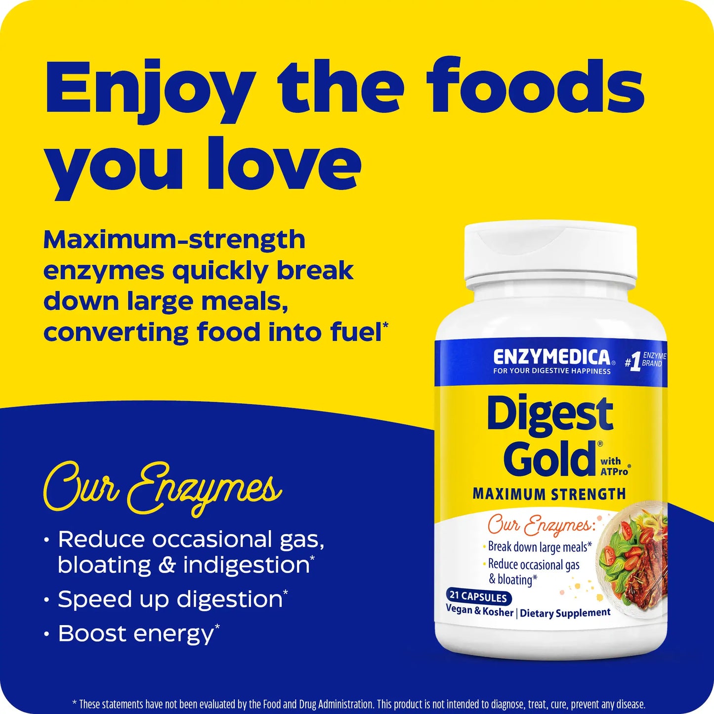 advertisement for digest gold, enjoy the foods you love