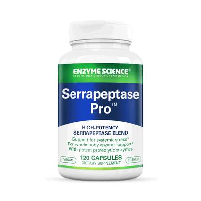 Bottle of Enzyme Science Serrapeptase Pro that holds 120 capsules