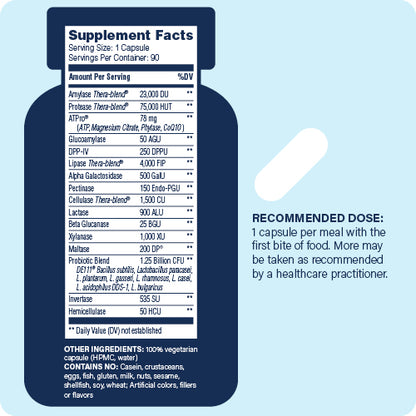 supplement facts panel and recommended does for enzyme science critical digestion
