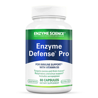 bottle of enzyme science enzyme defense pro that holds 60 capsules