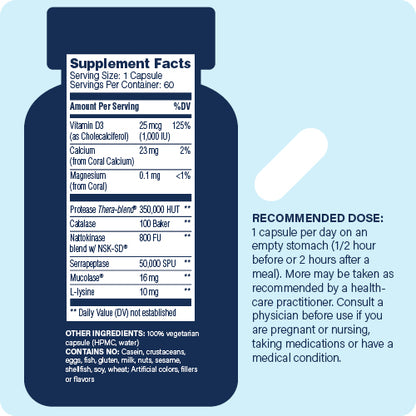 supplement facts panel and recommended does for enzyme science enzyme defense pro