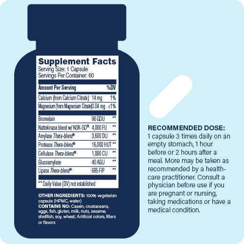 supplement facts panel and recommended does for enzyme science nattokinase pro