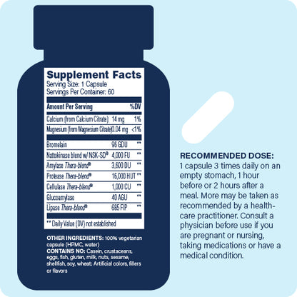 supplement facts panel and recommended does for enzyme science nattokinase pro
