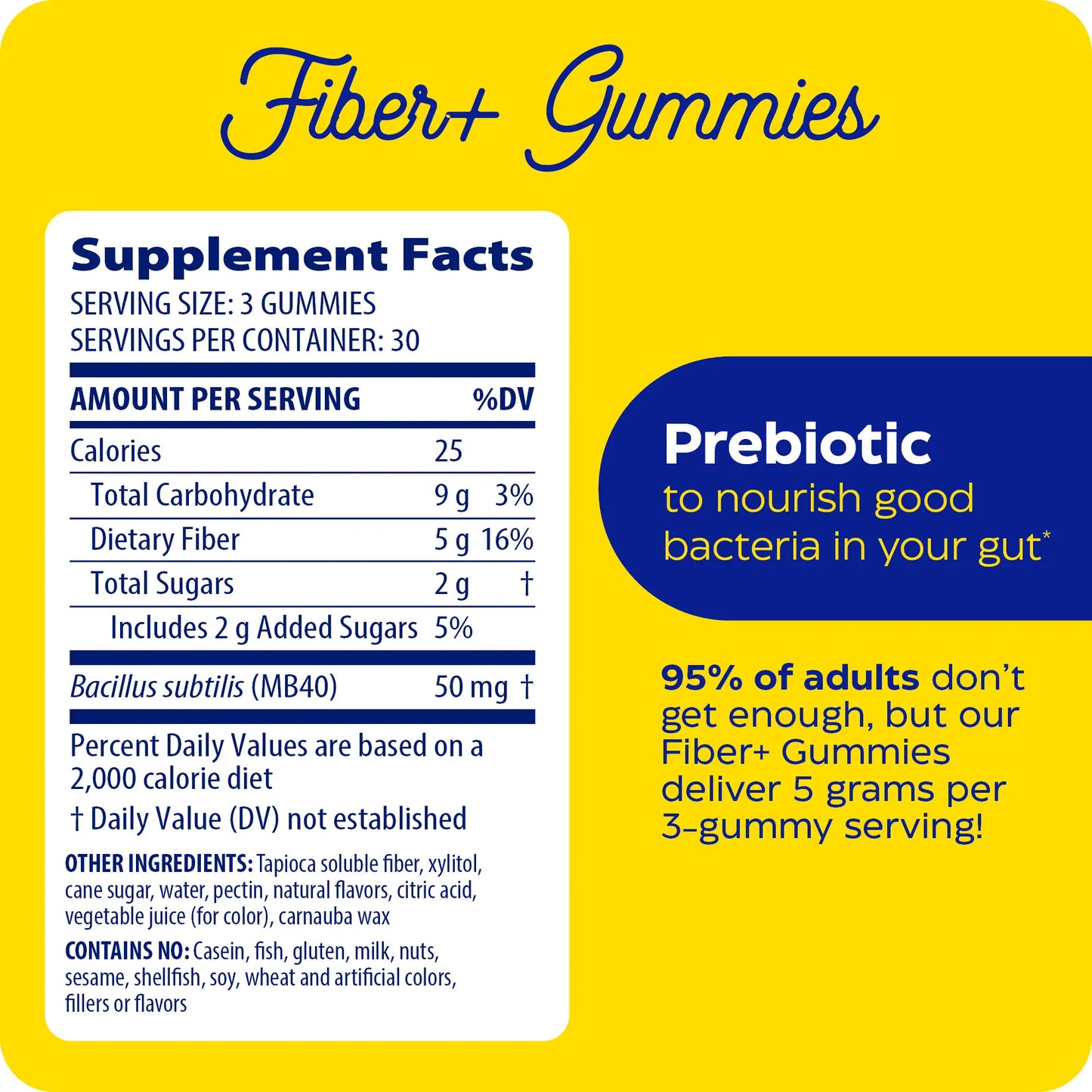 supplement facts panel and fiber + gummies for fiber gummies