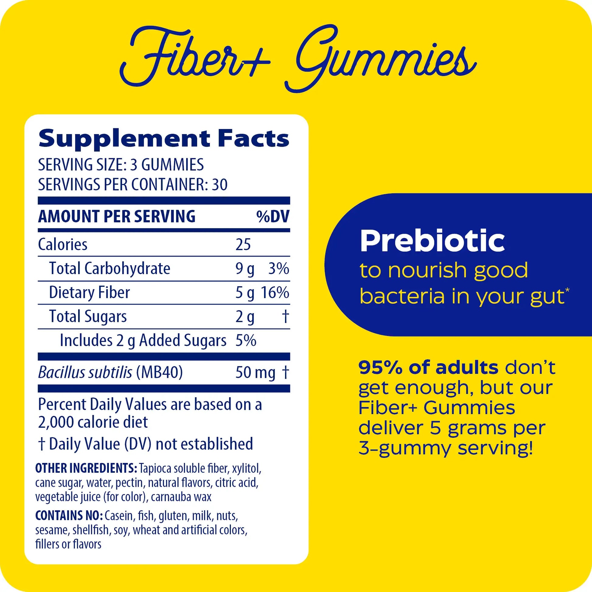 supplement facts panel and fiber + gummies for fiber gummies