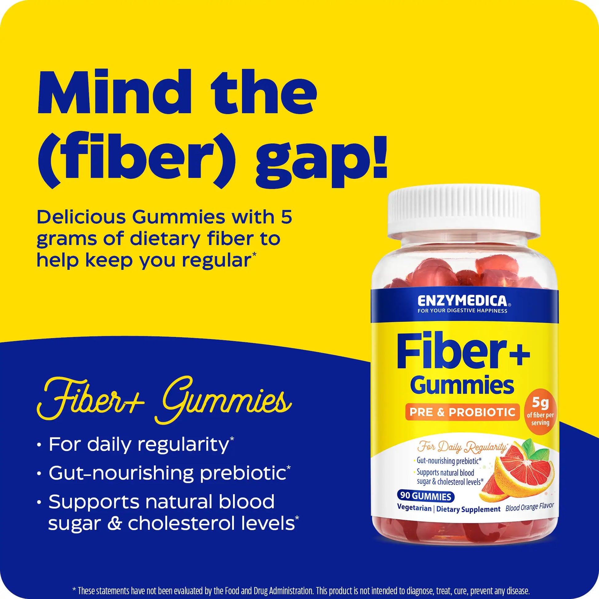 advertisement for Fiber Gummies, mind the (fiber) gap