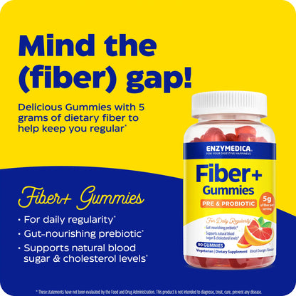 advertisement for Fiber Gummies, mind the (fiber) gap
