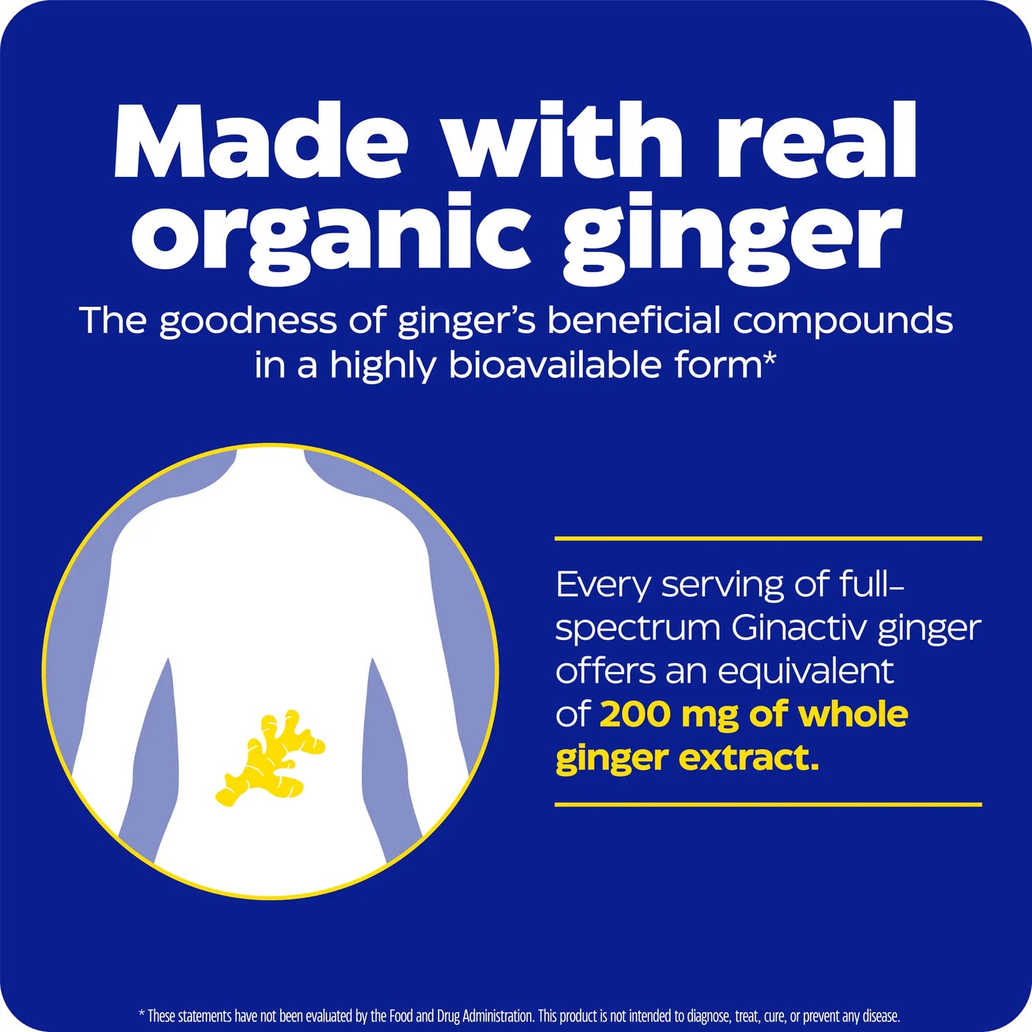 advertisement with ginger vitamin b6, made with real organic ginger