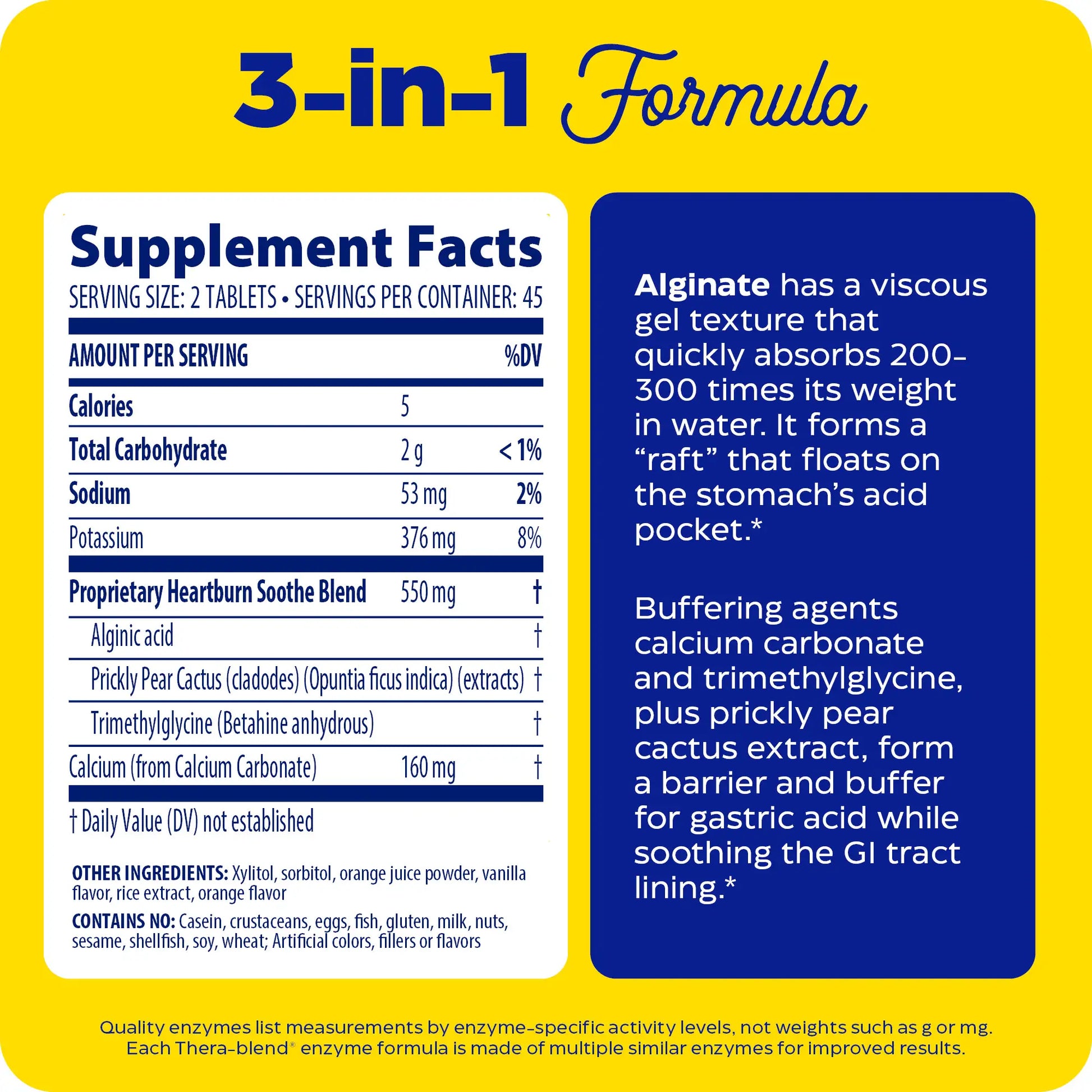 supplement facts panel for heartburn soothe chewable