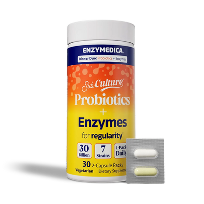 Enzymedica SubCulture probiotics and enzymes supplement container on a white background