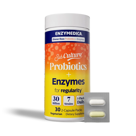 Enzymedica SubCulture probiotics and enzymes supplement container on a white background