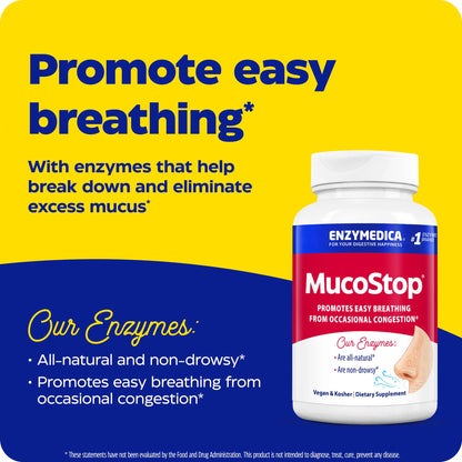 Advertisement for MucoStop, promote easy breathing