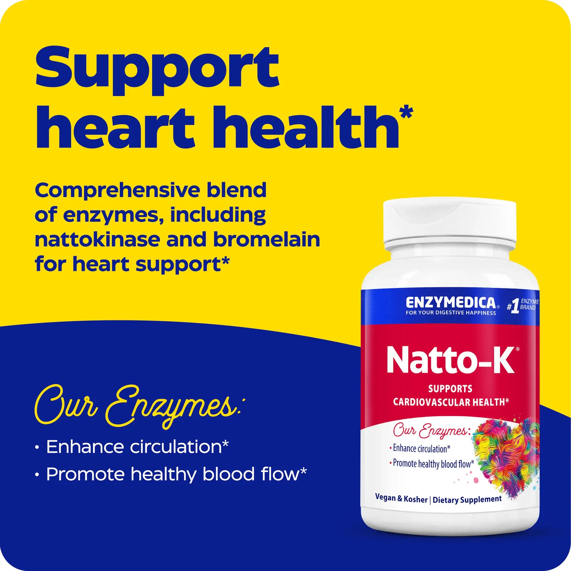 Advertisement for natto-k, support heart health