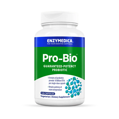 A bottle of Enzymedica Pro-Bio, a guaranteed potency probiotic supplement.