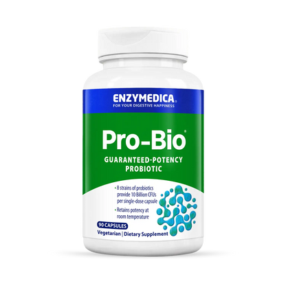 A bottle of Enzymedica Pro-Bio, a guaranteed potency probiotic supplement.