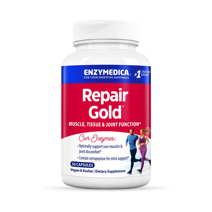 A bottle of Enzymedica Repair Gold, a dietary supplement for muscle, tissue, and joint function.