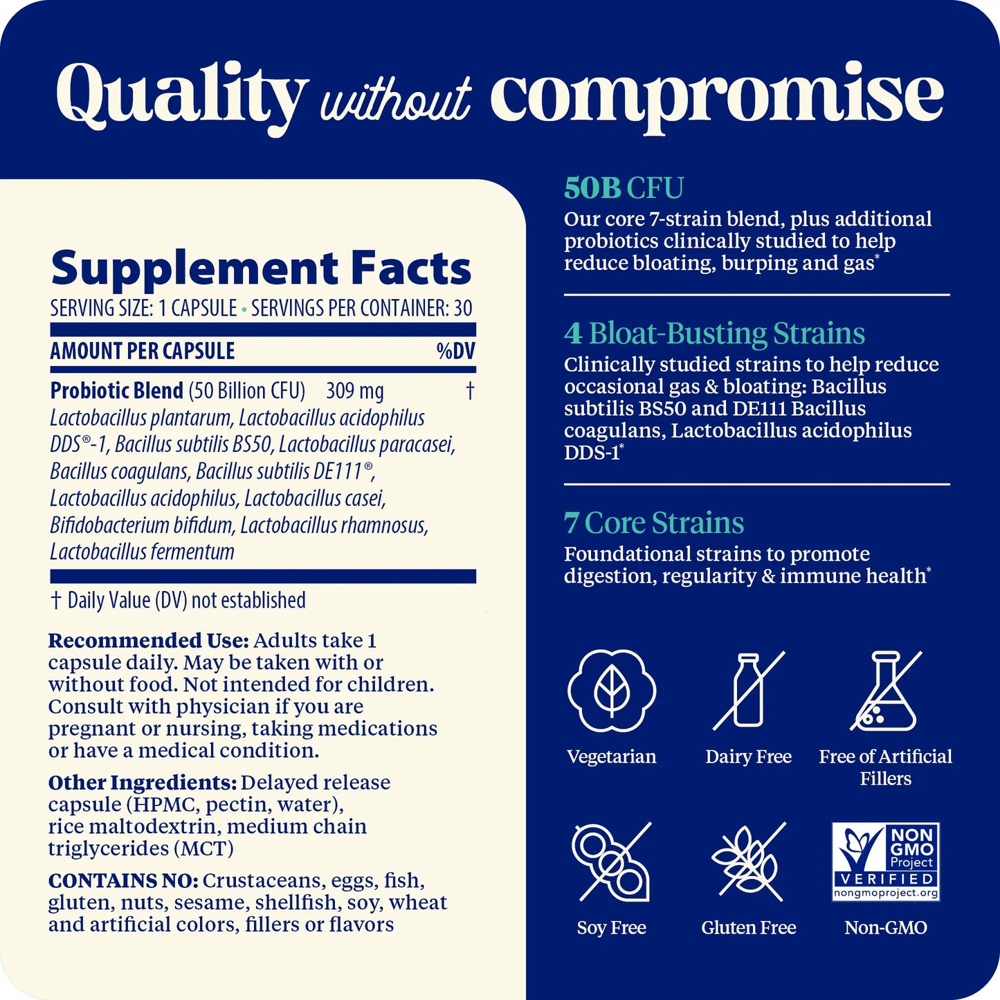 Supplement facts panel and quality without compromise for SubCulture bloat