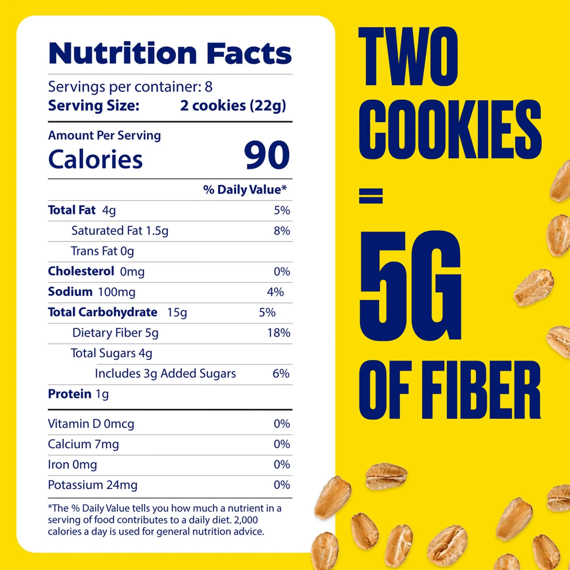 nutrition facts panel for digest gold fiber cookies harvest oat