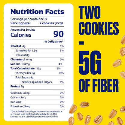 nutrition facts panel for digest gold fiber cookies harvest oat